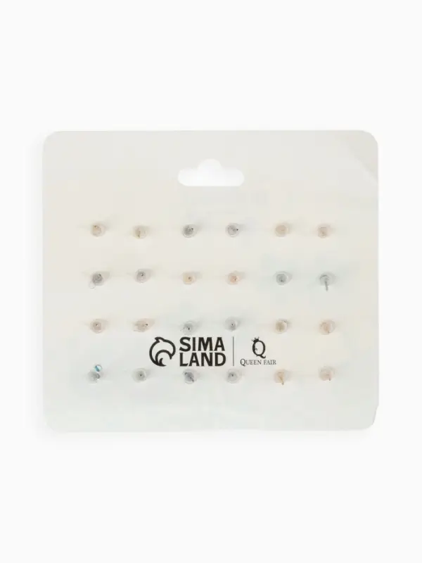Серьги пусеты QF &laquo;Цветочки&raquo;, набор 12 пар, авокадик, цветные в золоте