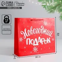 Пакет подарочный новогодний &laquo;Новогодний подарок&raquo;, 30&times;25.5&times;9 см