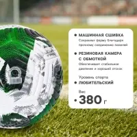 Футбольный мяч, размер 5, TPE, резиновая камера, 380 г, зелёный