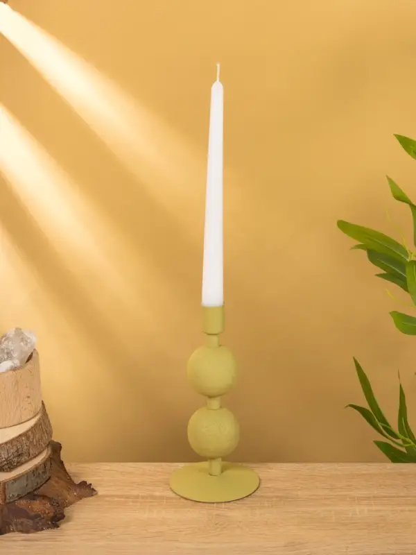 Подсвечник на 1 свечу текстурный  Подсвечник на 1 свечу текстурный "Оливковый" с 2 сферами 8,5х8,5х18 см