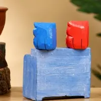Календарь настольный «Пара совят», 8×4×9.5 см, дерево, синий, красный