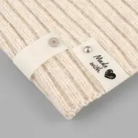 Бирка с кнопкой Made with love Арт Узор, 8&times;1.8 см, 10 шт., белая, чёрная