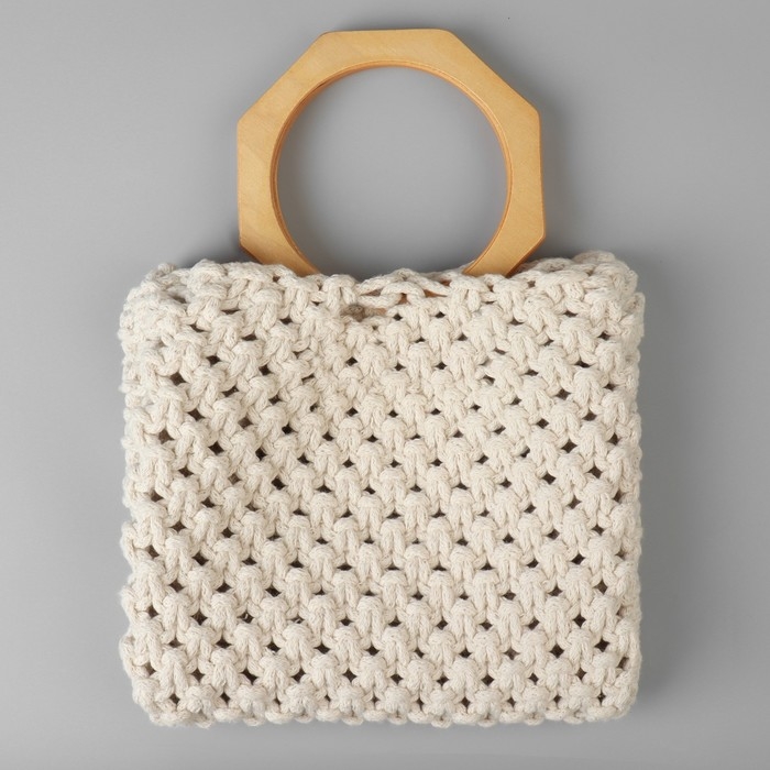 Ручки для сумки деревянные, d = 10,5, 13,5 × 13,5 см, 2 шт, цвет бежевый Ручки для сумки деревянные, d = 10,5, 13,5 × 13,5 см, 2 шт, цвет бежевый