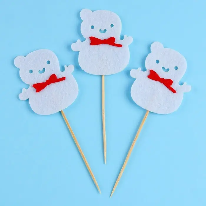 Шпажки для канапе новогодние «Снеговик», набор 3 шт. Шпажки для канапе новогодние «Снеговик», набор 3 шт.
