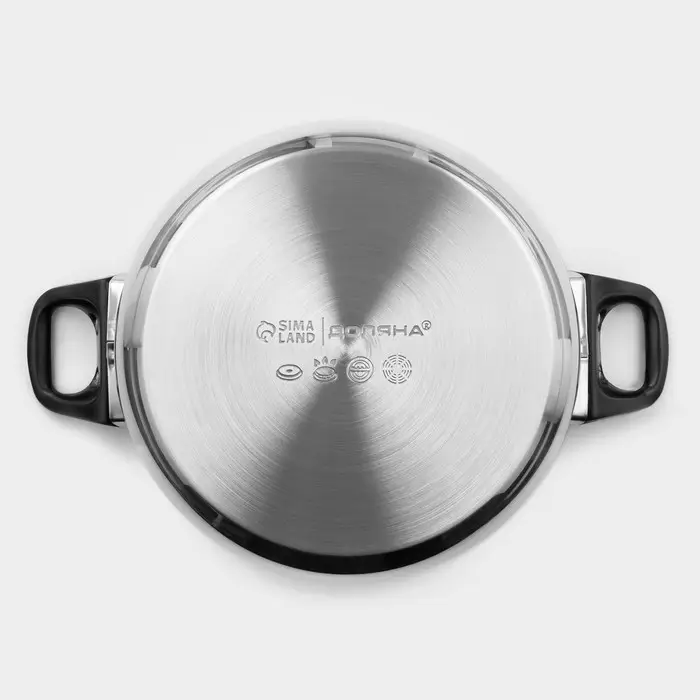 Кастрюля Доляна &laquo;Чёрная ночь&raquo;, 3 л, d=20 см, с крышкой, капсульное дно, нержавеющая сталь, хромированная