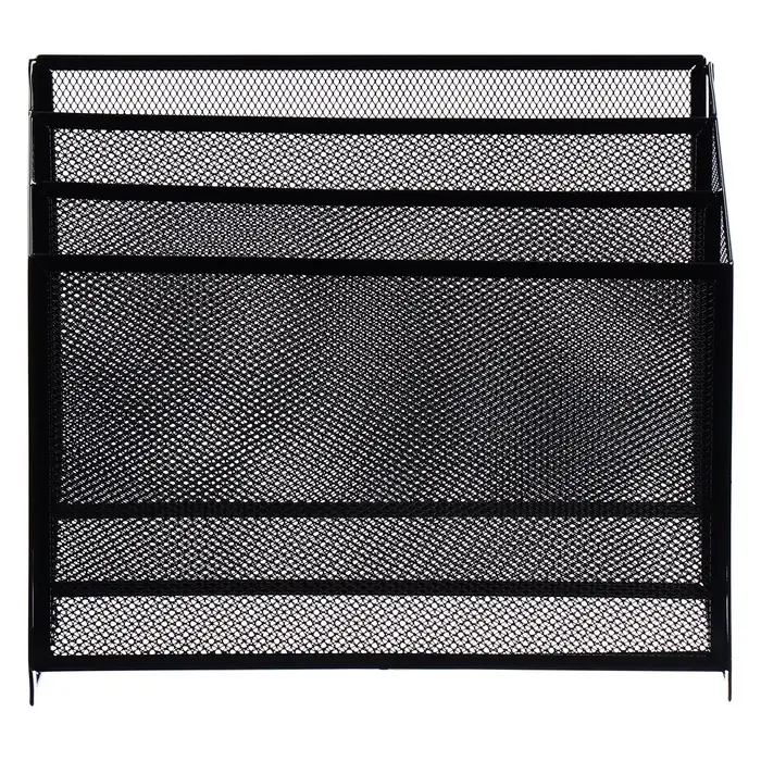 Лоток для бумаг вертикальный, металлическая сетка, 3 отделения, чёрный