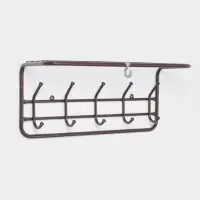 Вешалка настенная с полкой, 5 крючков, 60 см, коричневая