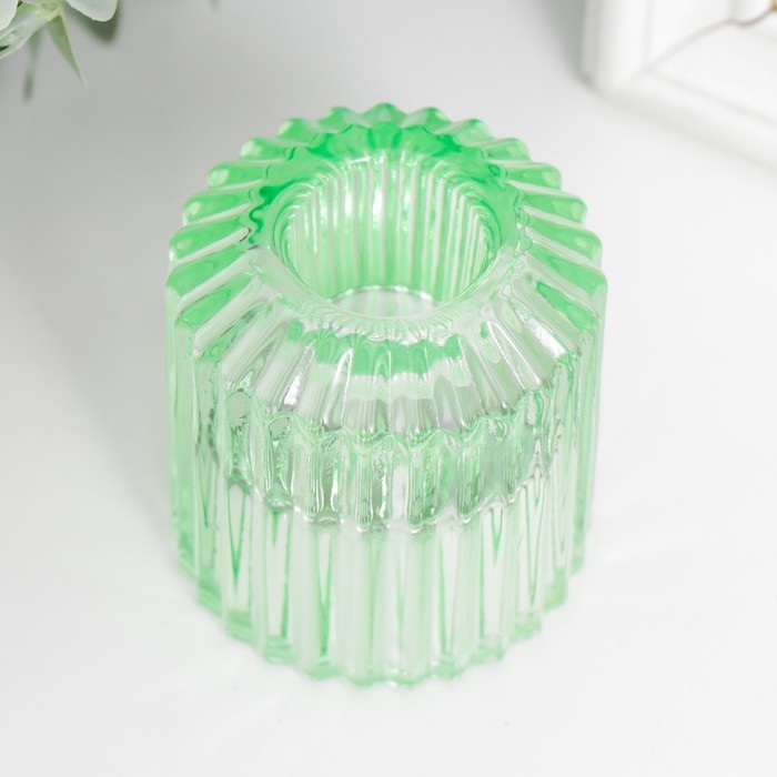 Стеклянный подсвечник на 1 свечу «Долли», d=2.5 см, 4 см, салатовый, 6×5×5 см