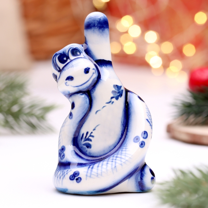 Сувенир Сувенир "Змея с бутылкой", гжель