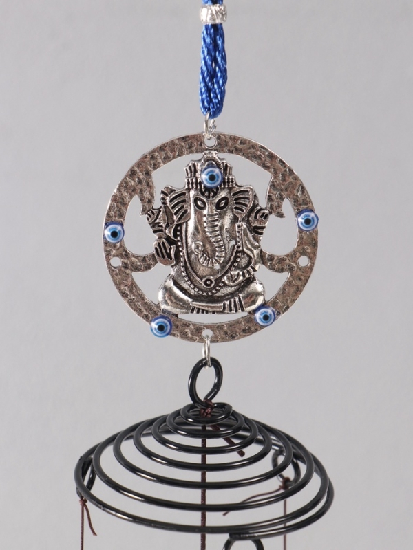 Музыка ветра металл от сглаза "Ганеша в круге" 3 колокольчика h=56см
