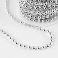 Бусы на нитях, 4 мм, 9&plusmn;1 м, цвет серебряный