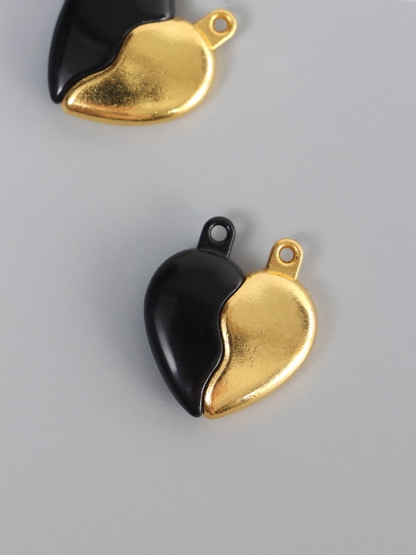 Замок магнитный металл Замок магнитный металл "Вторая половинка, сердце" набор 2 шт чёрно-золотой 2,6х2,2 см