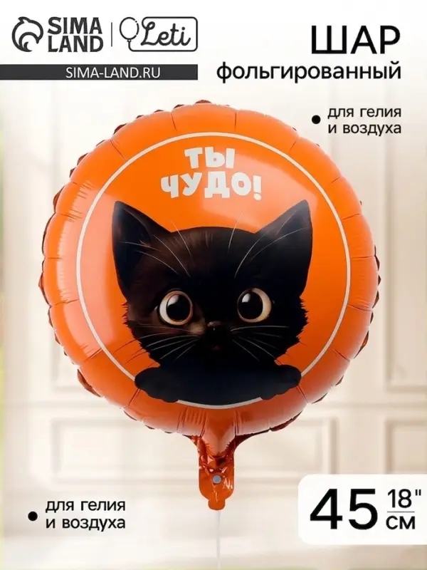 Воздушные шары фольгированные 18 &laquo;Котик. Ты чудо&raquo;, 5 шт.