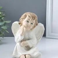 Сувенир керамика "Ангел в белом платье, сидит" 10х11,5х13,5 см