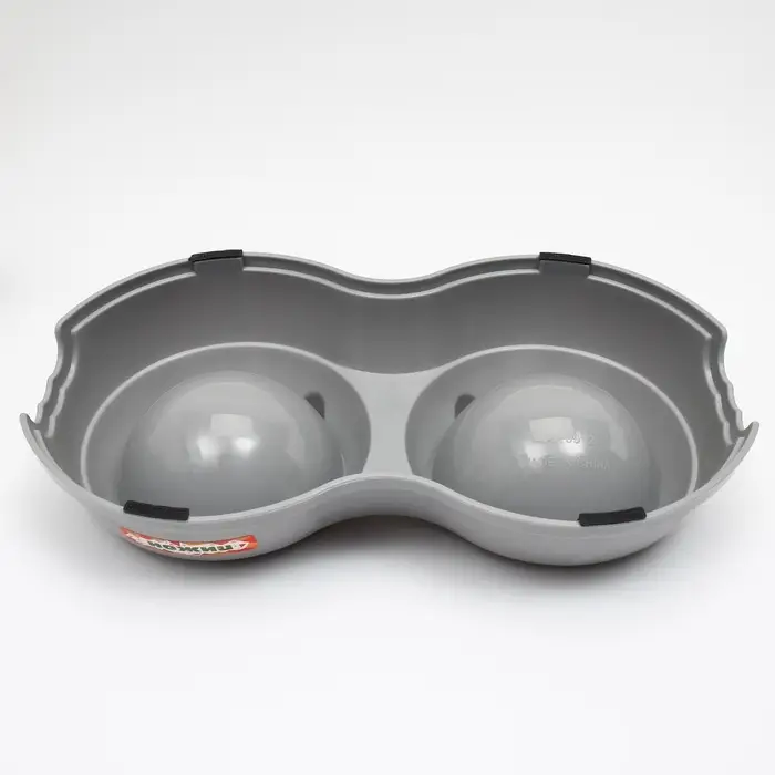 Миска двойная, 240 мл, 25&times;14&times;5 см, пластик, серая