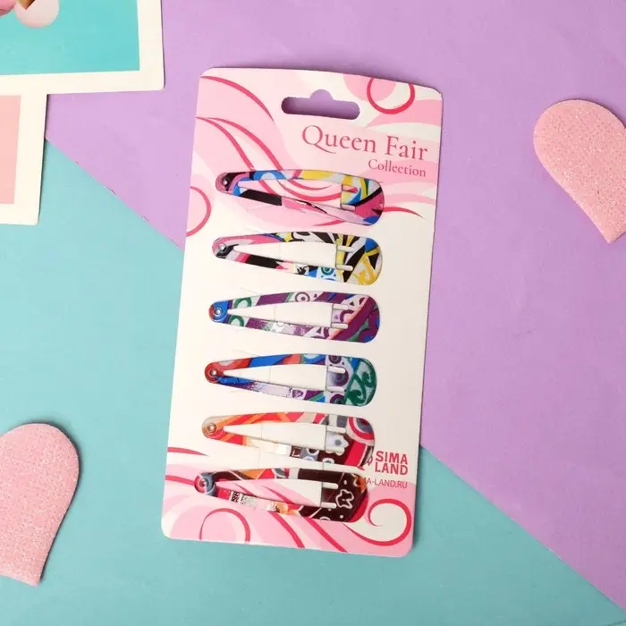 Невидимка для волос  Невидимка для волос "Селена" (набор 6 шт) абстракция, 4,5 см