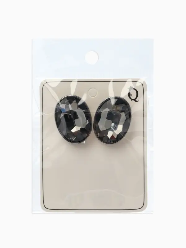 Серьги клипсы для ушей QF &laquo;Овал&raquo;, цвет серебро, серый