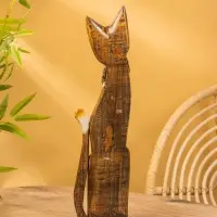 Сувенир «Кошка», 60×14×6 см, дерево, коричневый, МИКС
