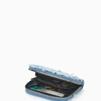 Кошелёк женский на молнии 8.5&times;2&times;11 см, джинсовый, в полоску, голубой