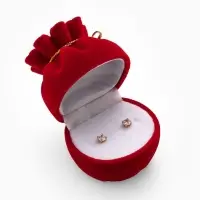 Футляр под серьги, кольцо &laquo;Мешочек подарочный&raquo;, бархатный, 5.5&times;4.6 см, красный