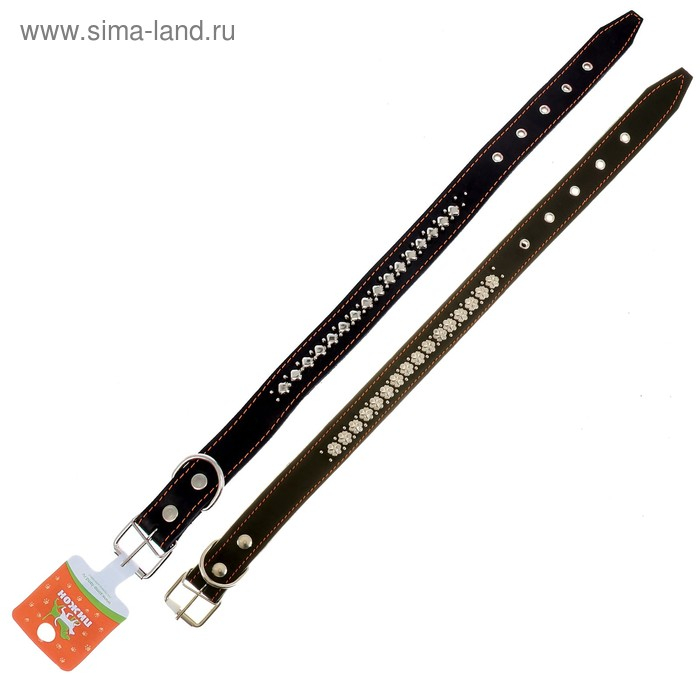 Ошейник кожаный на синтепоне Ошейник кожаный на синтепоне "Ёж", 69 х 3.6 см, ОШ 45-60 см, чёрный