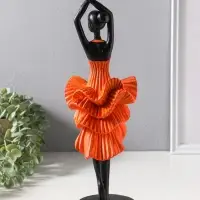 Сувенир полистоун "Девушка в ярко-оранжевом платье - фламенко" чёрный 12х10,3х39 см