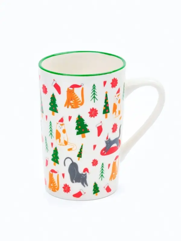 Кружка новогодняя керамическая &laquo;Новогодние коты&raquo;, 385 мл, ручная работа