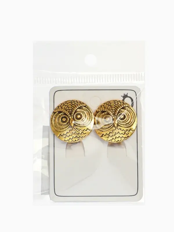 Серьги клипсы для ушей QF &laquo;Сова&raquo;, цвет чернёное золото