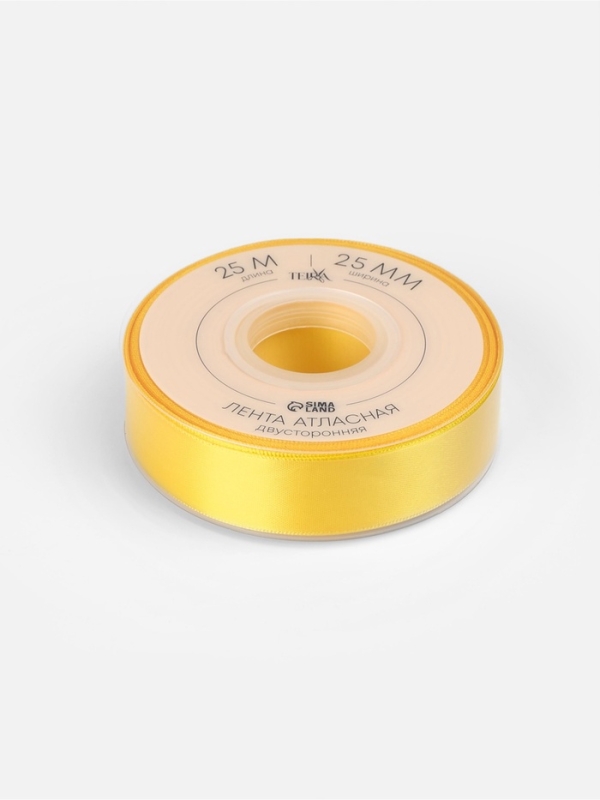 Лента атласная двухсторонняя № 0645 25мм*25±1м жёлтый TR
