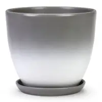 Горшок цветочный с поддоном 5 л, d122/h19,5 см серый керамика, "Туман" (М)