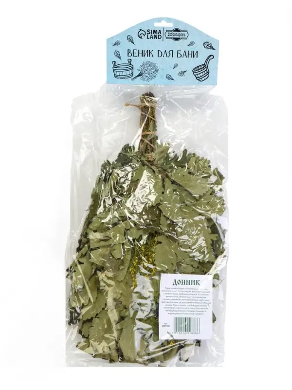 Веник для бани, дубовый, 45 см, с донником