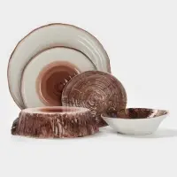 Блюдо для подачи Magistro Wood, 36.5&times;18&times;1.2 см, фарфор, коричневое
