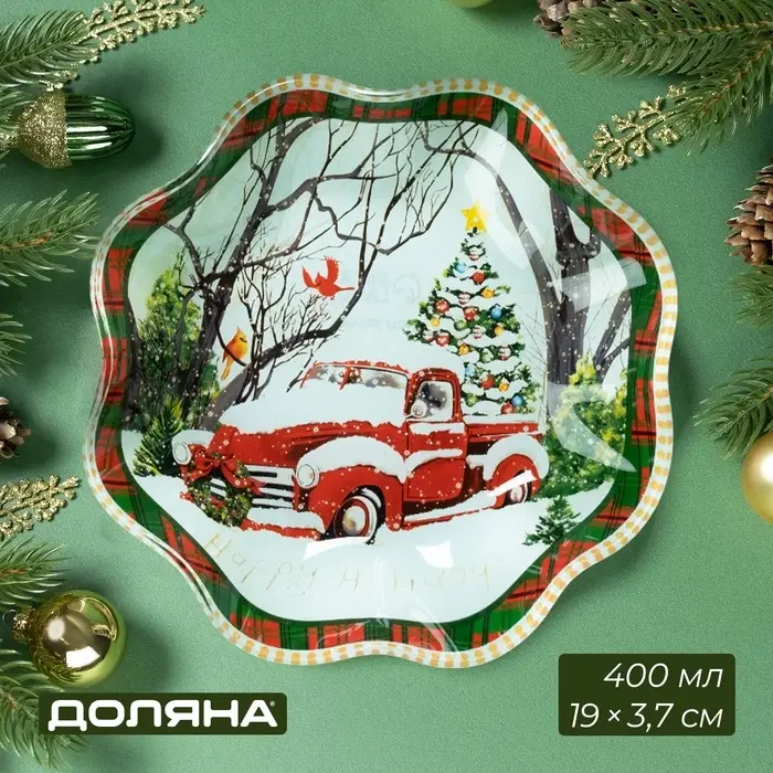 Салатник Доляна &laquo;Новогоднее настроение&raquo;, 400 мл, 19&times;3.7 см, стекло