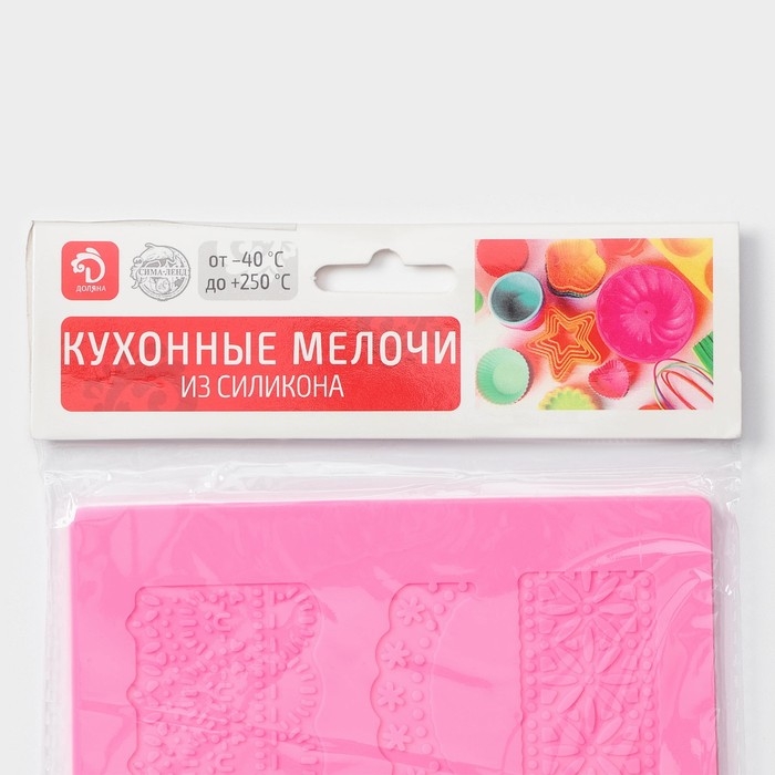 Коврик для айсинга Доляна «Ретро», силикон, 38,5×12×0,3 см, цвет розовый Коврик для айсинга Доляна «Ретро», силикон, 38,5×12×0,3 см, цвет розовый