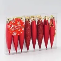 Ёлочные игрушки 8 шт. &laquo;Сосулька заострённая&raquo;, 8&times;2 см, красный