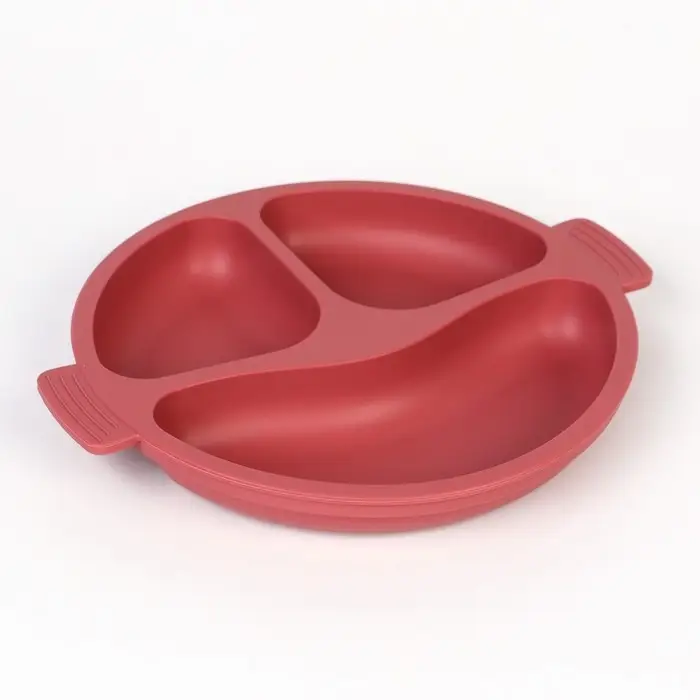 Тарелка детская 3 секции, M&B, 22,5х19,5х3, силикон, вишневый