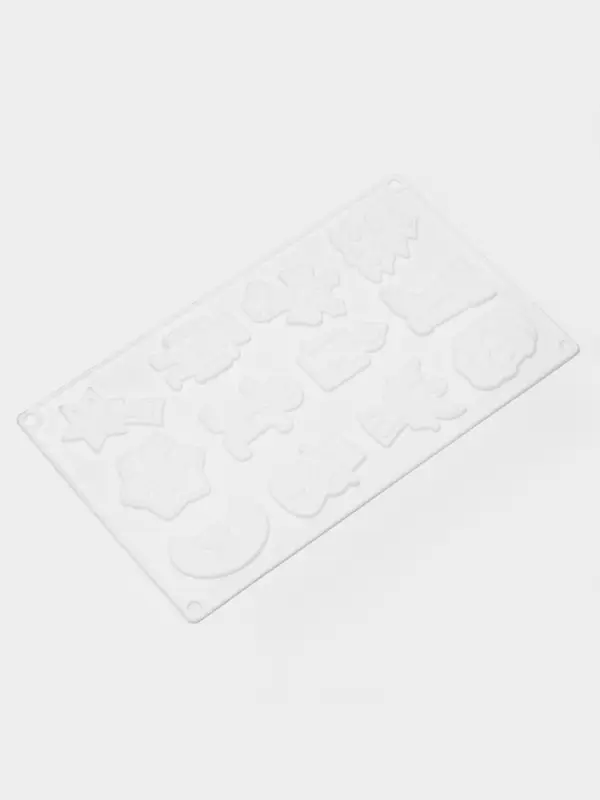 Форма для кондитерских украшений Доляна &laquo;Новый год&raquo;, 29.3&times;17.3 см, 12 ячеек, силикон, белая