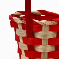 Корзина плетеная 13 х 13 х 9,5 см, ручка h=21 см, красно-белый