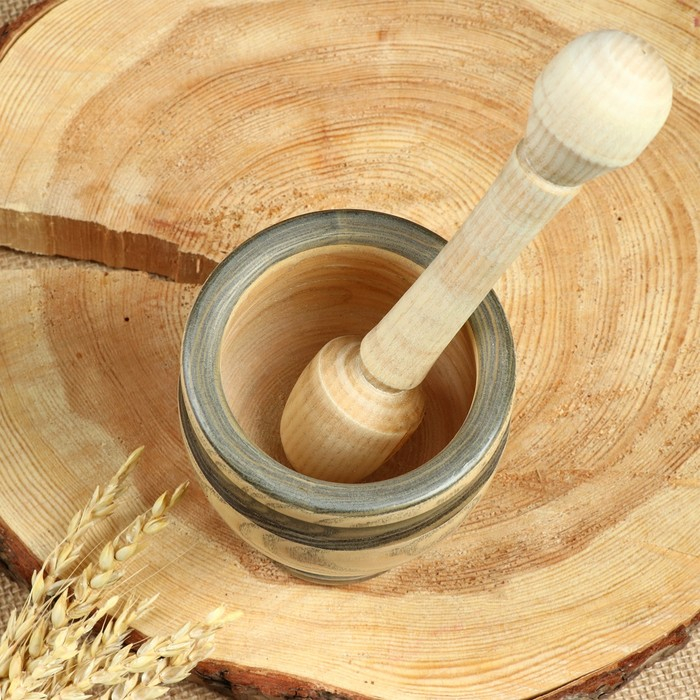 Набор: ступка с пестиком, ясень , 13 см, МИКС Набор: ступка с пестиком, ясень , 13 см, МИКС