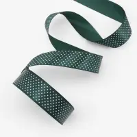 Лента атласная &laquo;Горошек&raquo;, 25 мм, 23&plusmn;1 м, зелёная №128