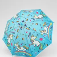 Зонт - трость детский &laquo;Радужный единорог&raquo;, полуавтоматический, 8 спиц, R=39/47 см, d=78 см, МИКС