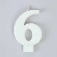 Свеча в торт &laquo;Соло. Цифра 6&raquo;, 8.2 см, белый блеск