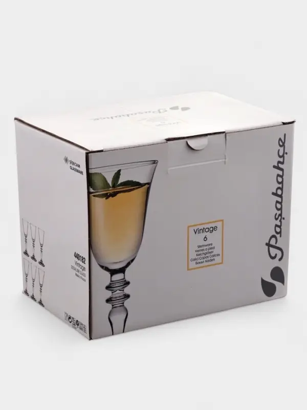 Набор рюмок Paşabah&ccedil;e Vintage, 50 мл, стекло, прозрачные, 6 шт.