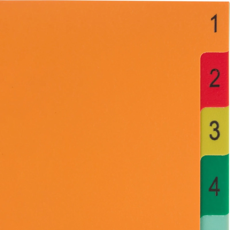 Разделитель листов с индексами Комус, А4, цифровой 1-12, цветн.пластик