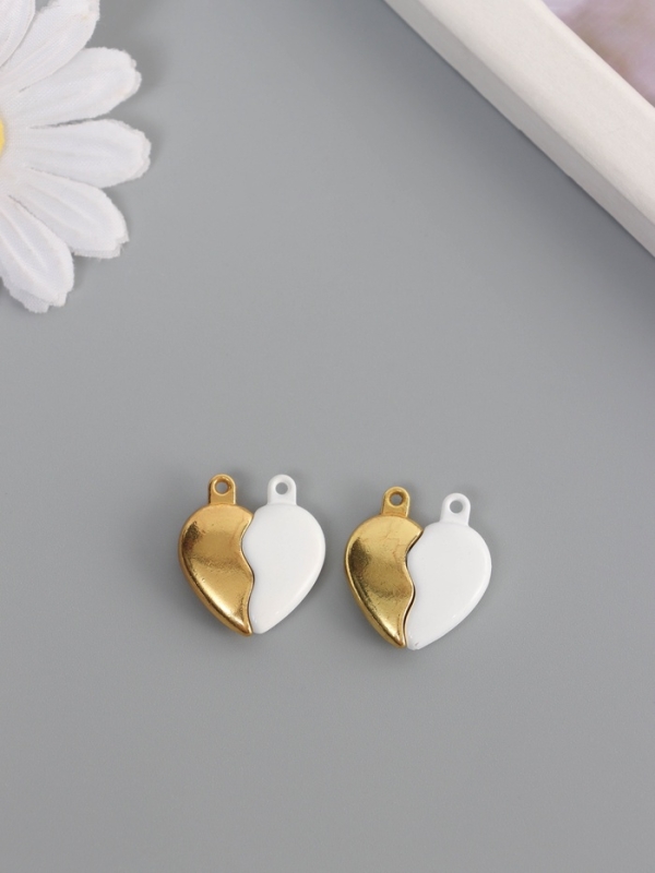 Замок магнитный металл Замок магнитный металл "Вторая половинка, сердце" набор 2 шт бело-золотой 2,6х2,2 см