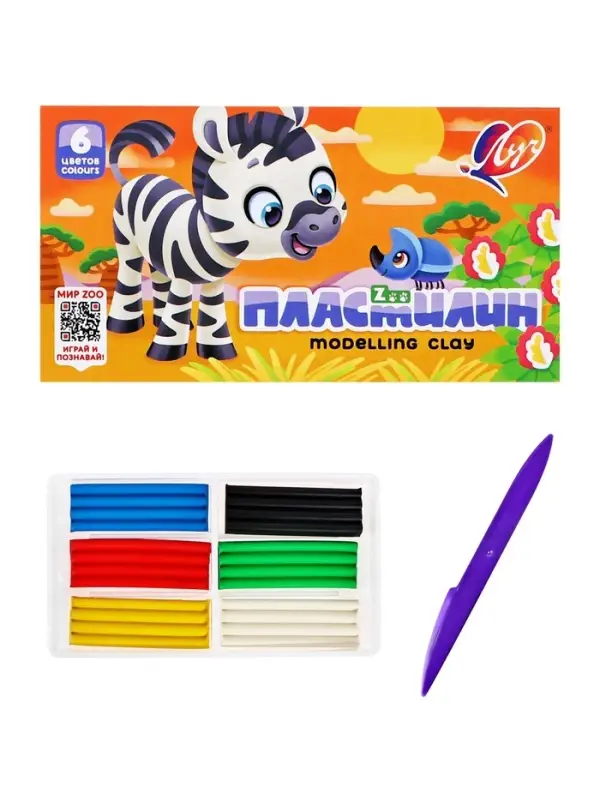 Пластилин &laquo;Луч. ZOO&raquo;, 6 цветов, 90 г