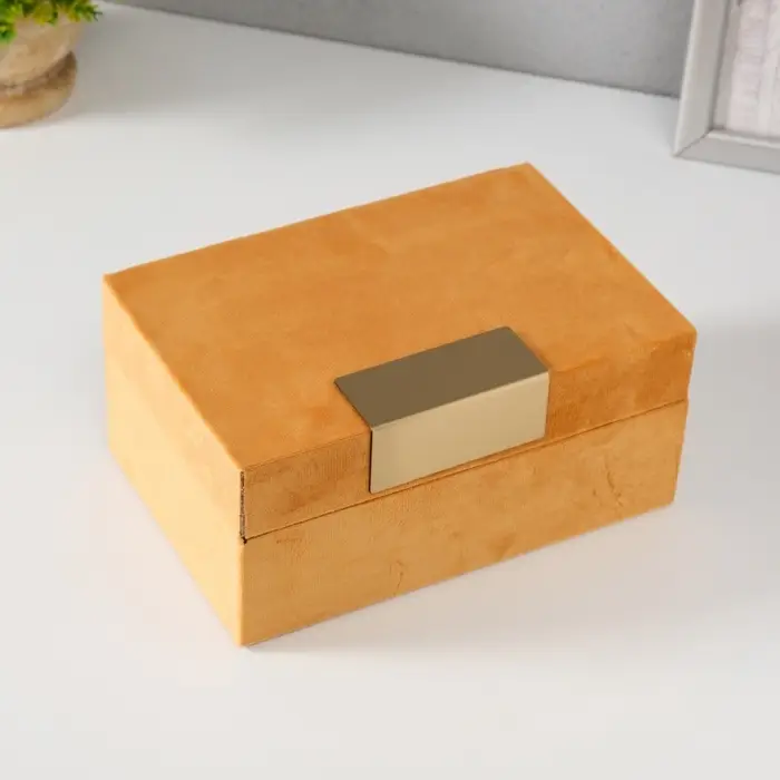 Шкатулка для украшений &laquo;Блок&raquo;, текстиль, горчичная, 12.2&times;18&times;8.2 см