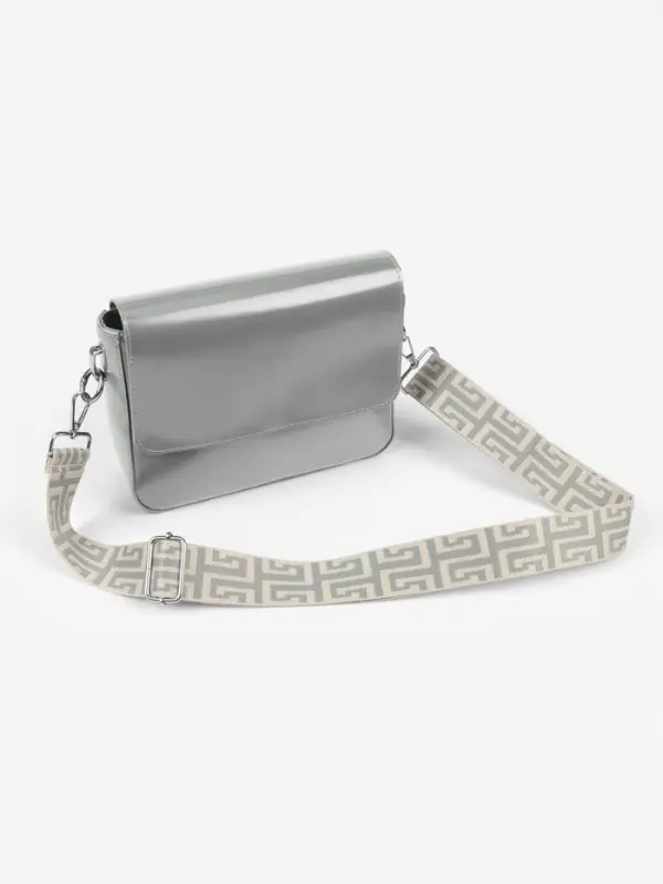 Ручка для сумки &laquo;Орнамент греческий&raquo;, стропа, с карабинами, 139&plusmn;3&times;3.8 см, серо-молочная