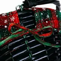 Корзина плетеная 32 х 32 х 14 см, ручка h=14 см зеленый НГ ткань