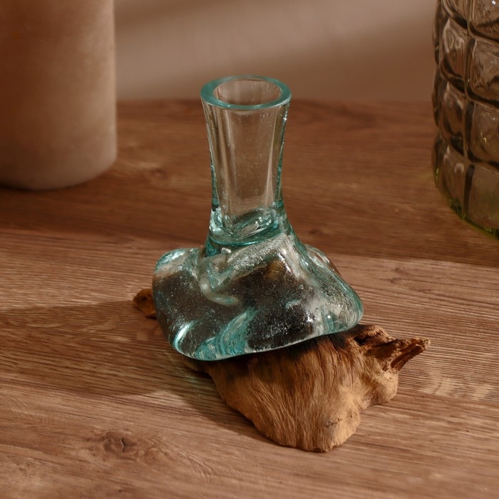 Вазон стекло на дереве  Вазон стекло на дереве "Эстетика" 20х15х9 см